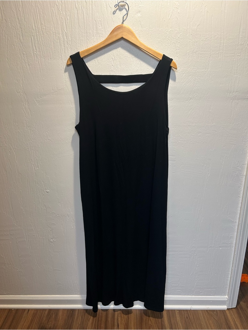 Eileen Fisher Black Stretch Jersey Maxi Dress Lightweight Flowy Soft Capsule